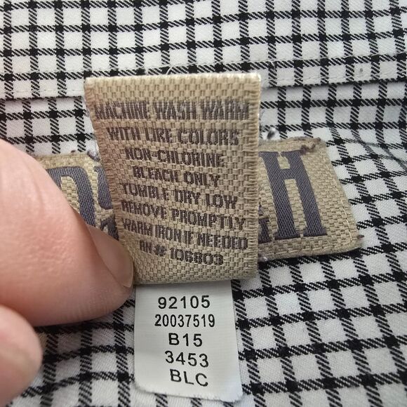 Duluth Trading Dress Shirt Men's 2XLT Black White Check Button Collard Cotton - Picture 6 of 16